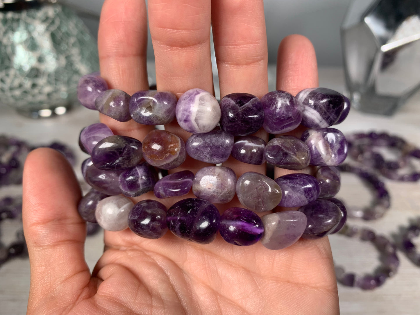 Chevron Amethyst Nugget Bracelet