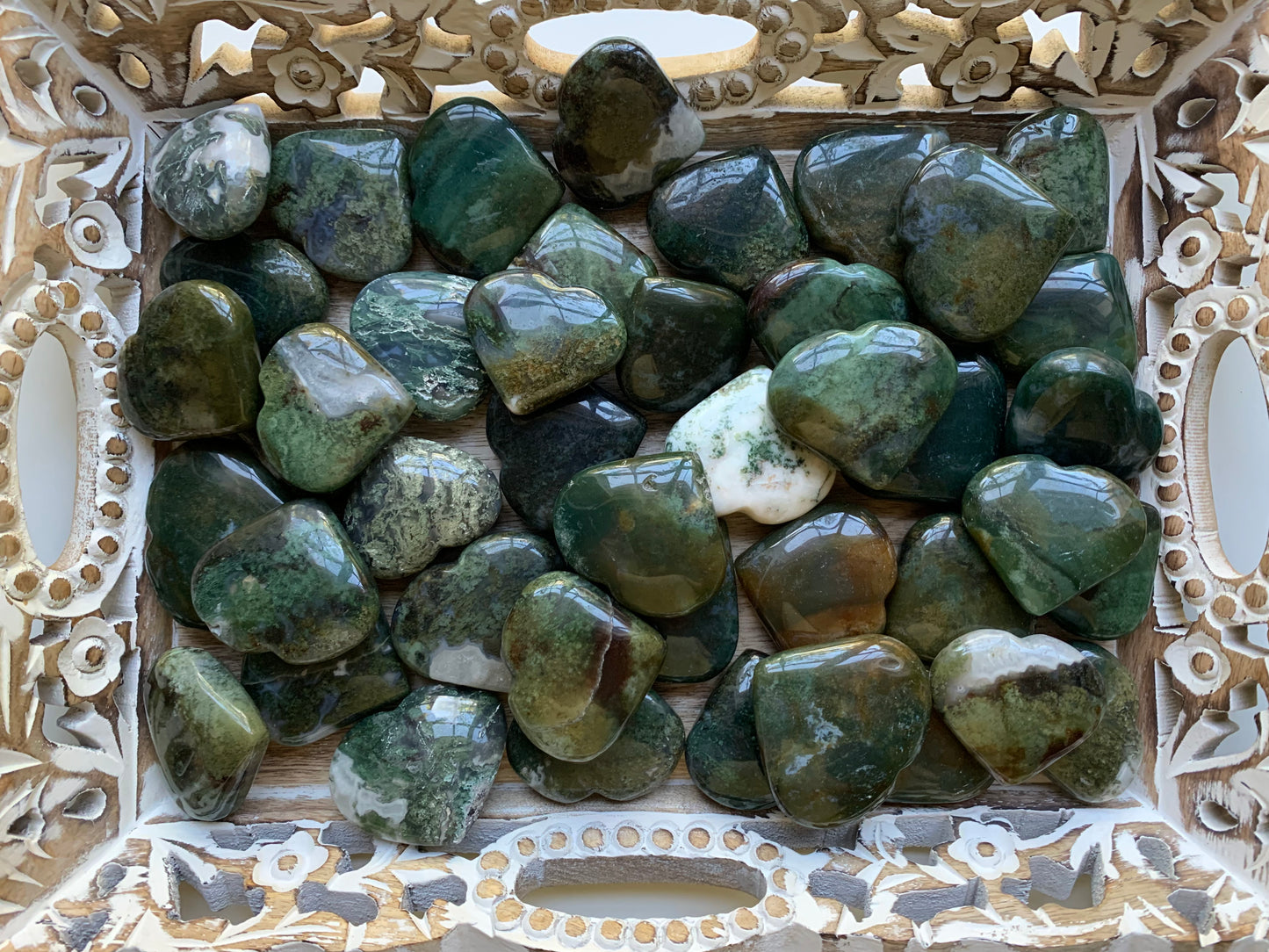 Moss Agate Heart Large