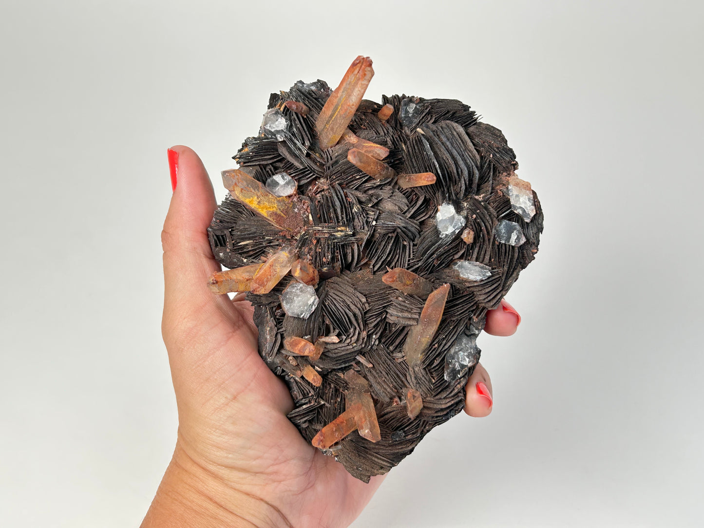 Specularite with Tangerine Quartz (4.7", 120mm)