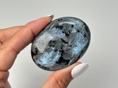 Gray Larvikite Palm Stone (2.2", 56mm)