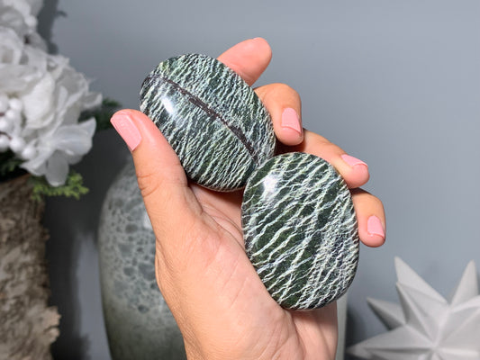 Green Zebra Jasper Palm Stone