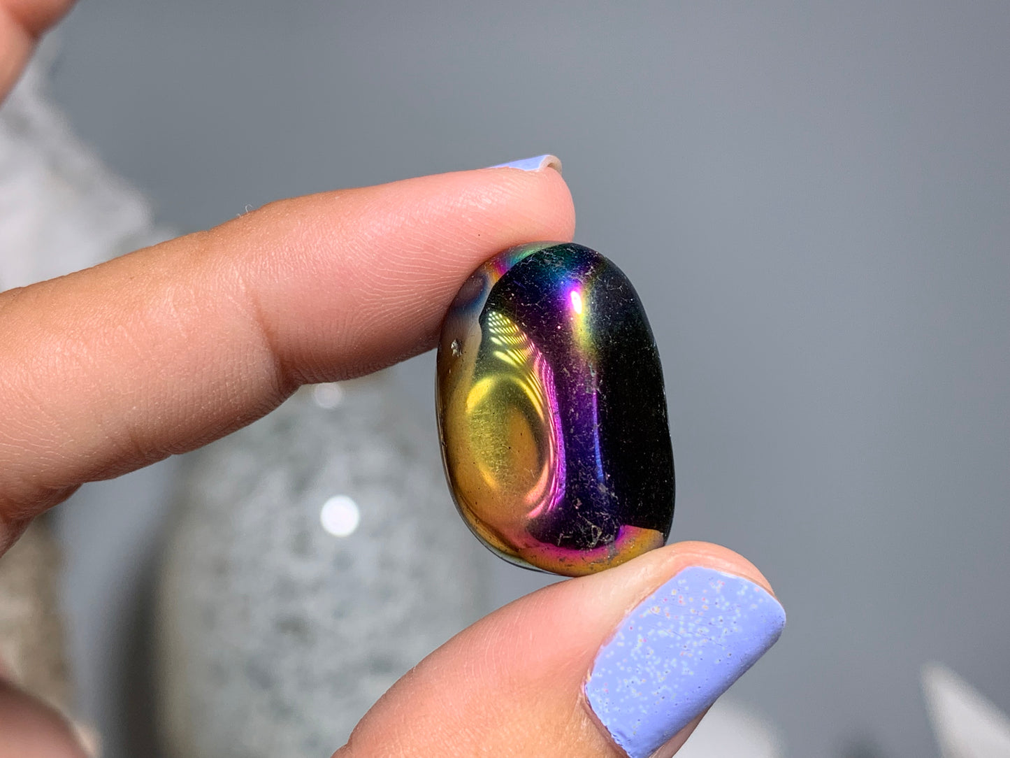 Tumbled Dark Titanium Aura Quartz