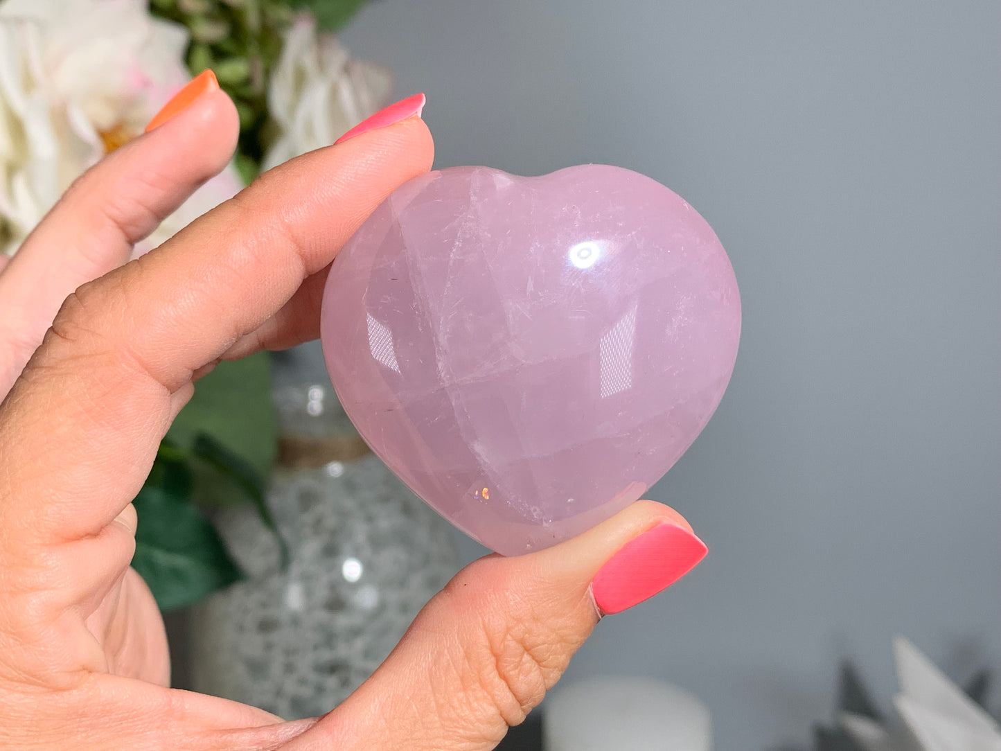 Large Lavender Rose Quartz Heart