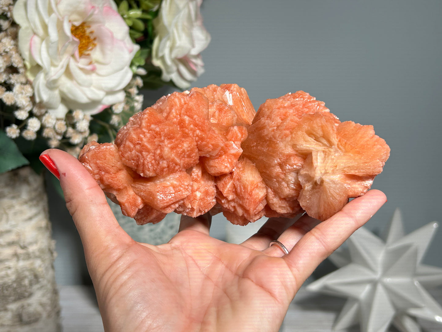 Red Stilbite Cluster (5.8", 147mm)