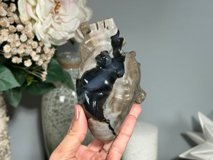 Volcano Agate Anatomical Heart (4.9", 125mm)