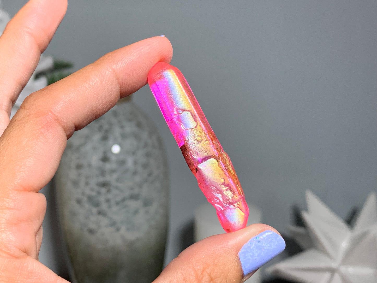 Pink Aura Quartz Point