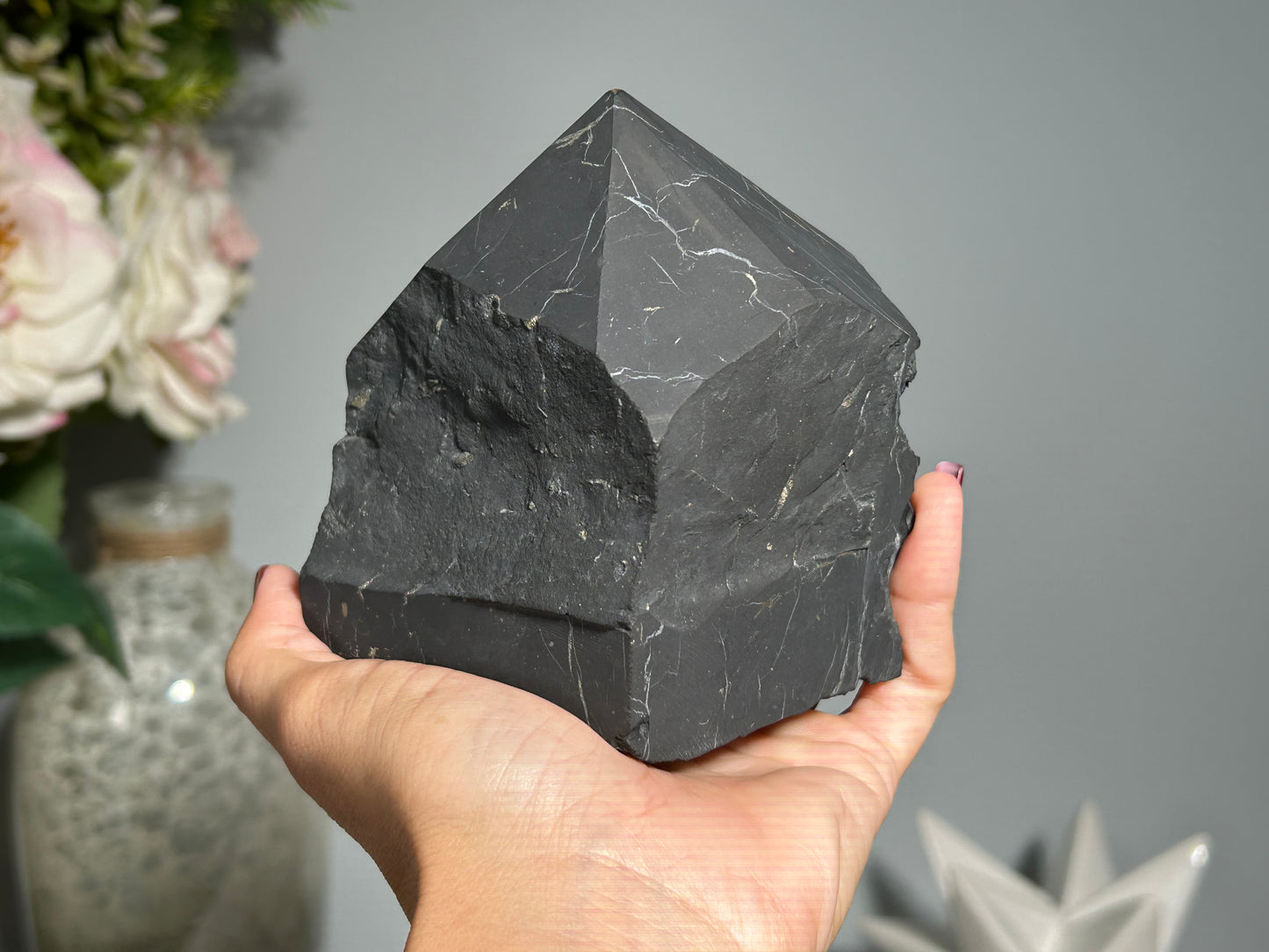 Shungite Half Raw Tower (3.9”, 100mm)