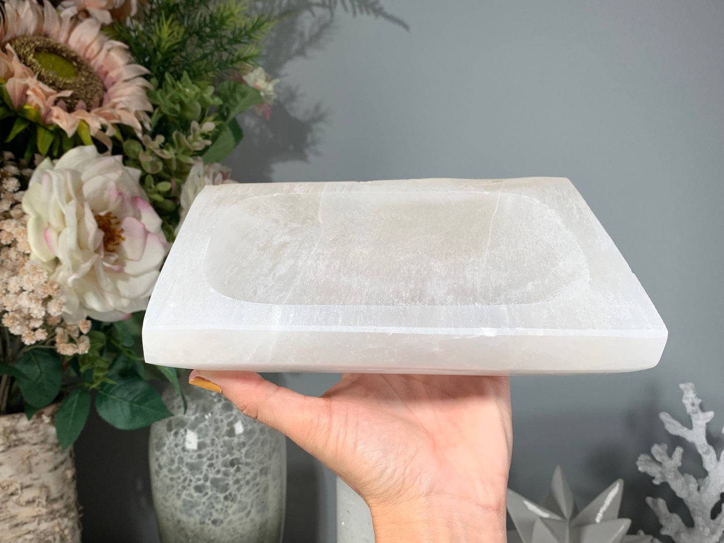 Misfits Rectangle Selenite Bowl (8")