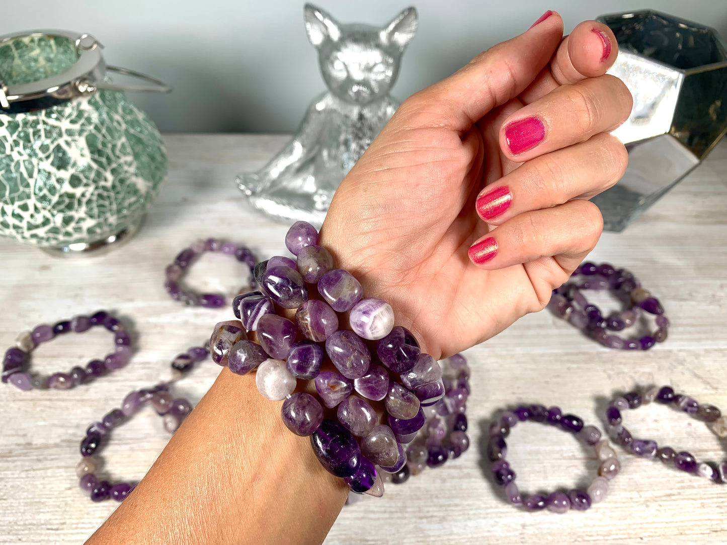 Chevron Amethyst Nugget Bracelet