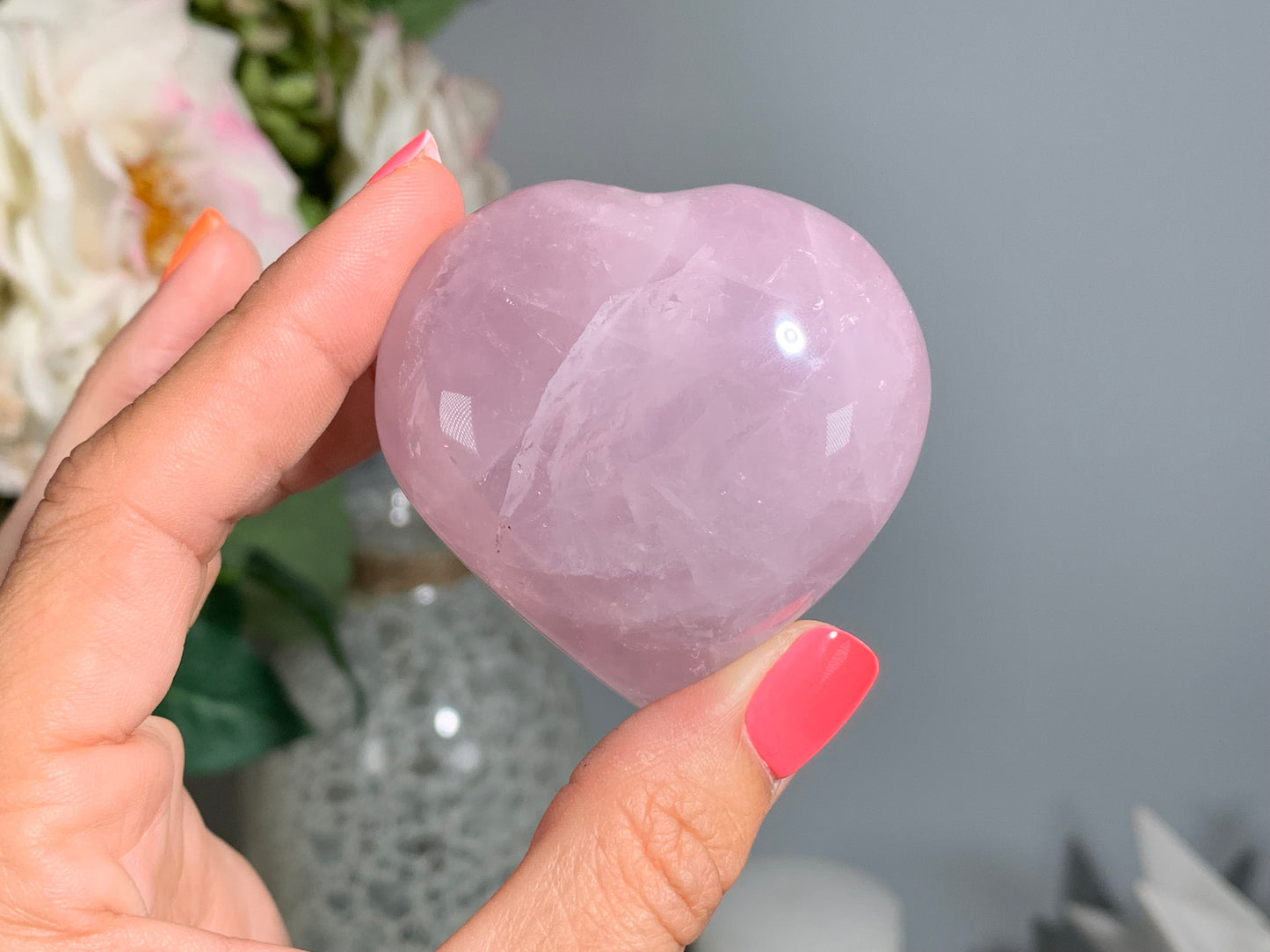 Large Lavender Rose Quartz Heart