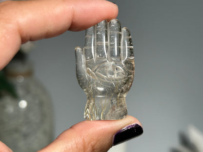 Rutilated Quartz Evil Eye Hand (1.6”, 41mm)
