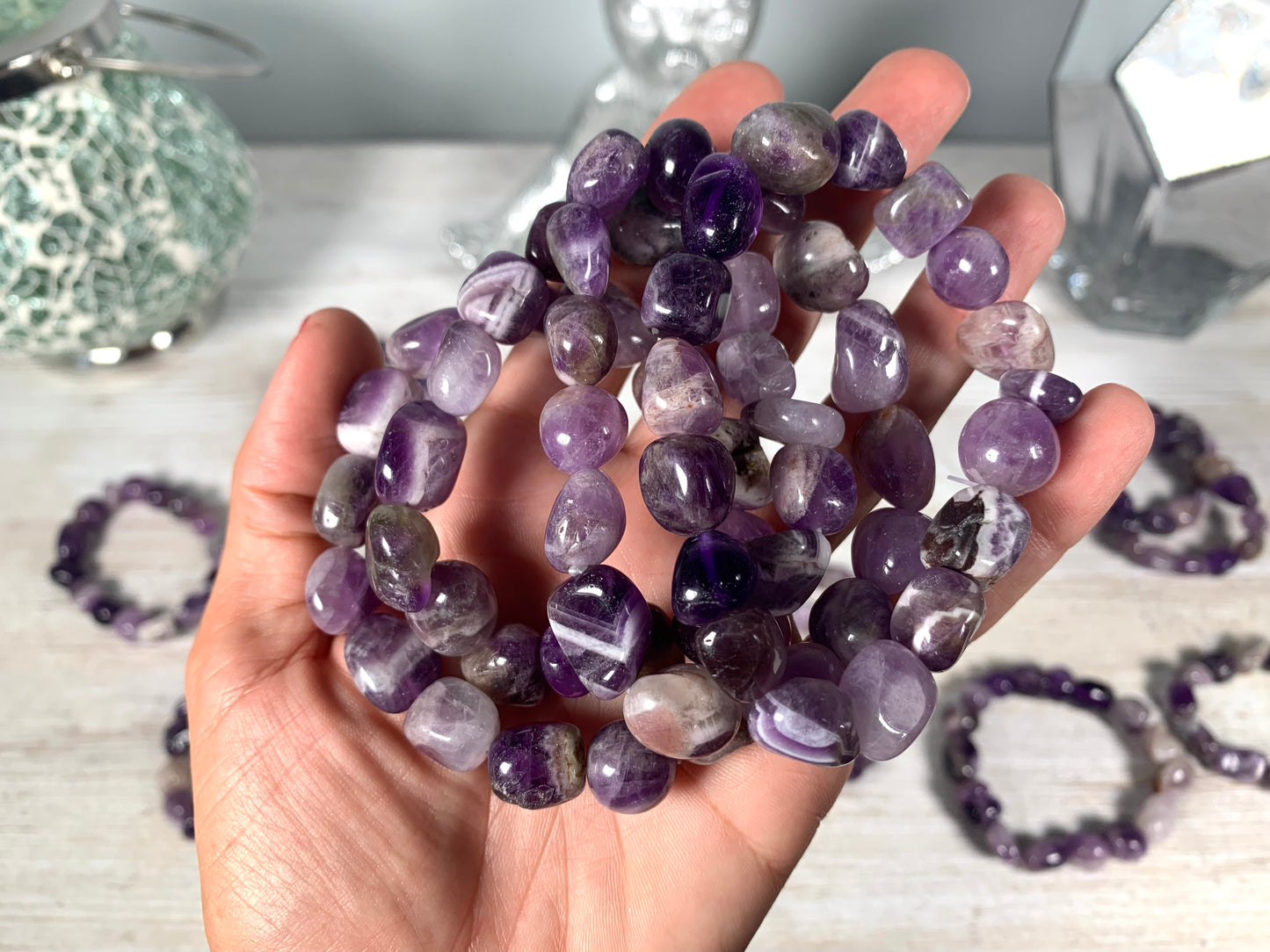 Chevron Amethyst Nugget Bracelet