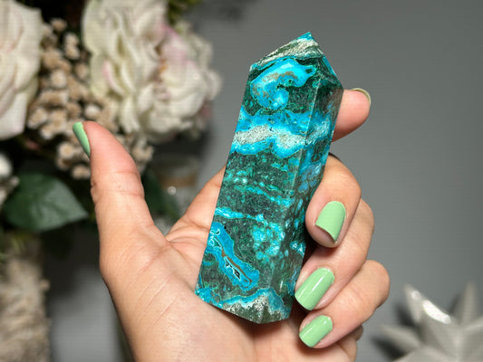 Malachite Chrysocolla Tower (3.5", 88mm)