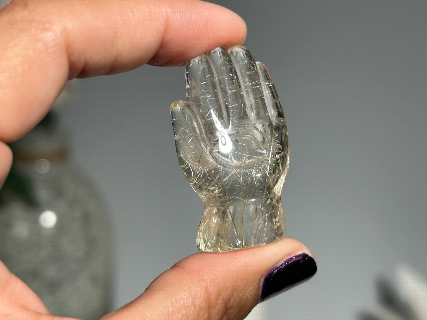 Rutilated Quartz Evil Eye Hand (1.6”, 41mm)