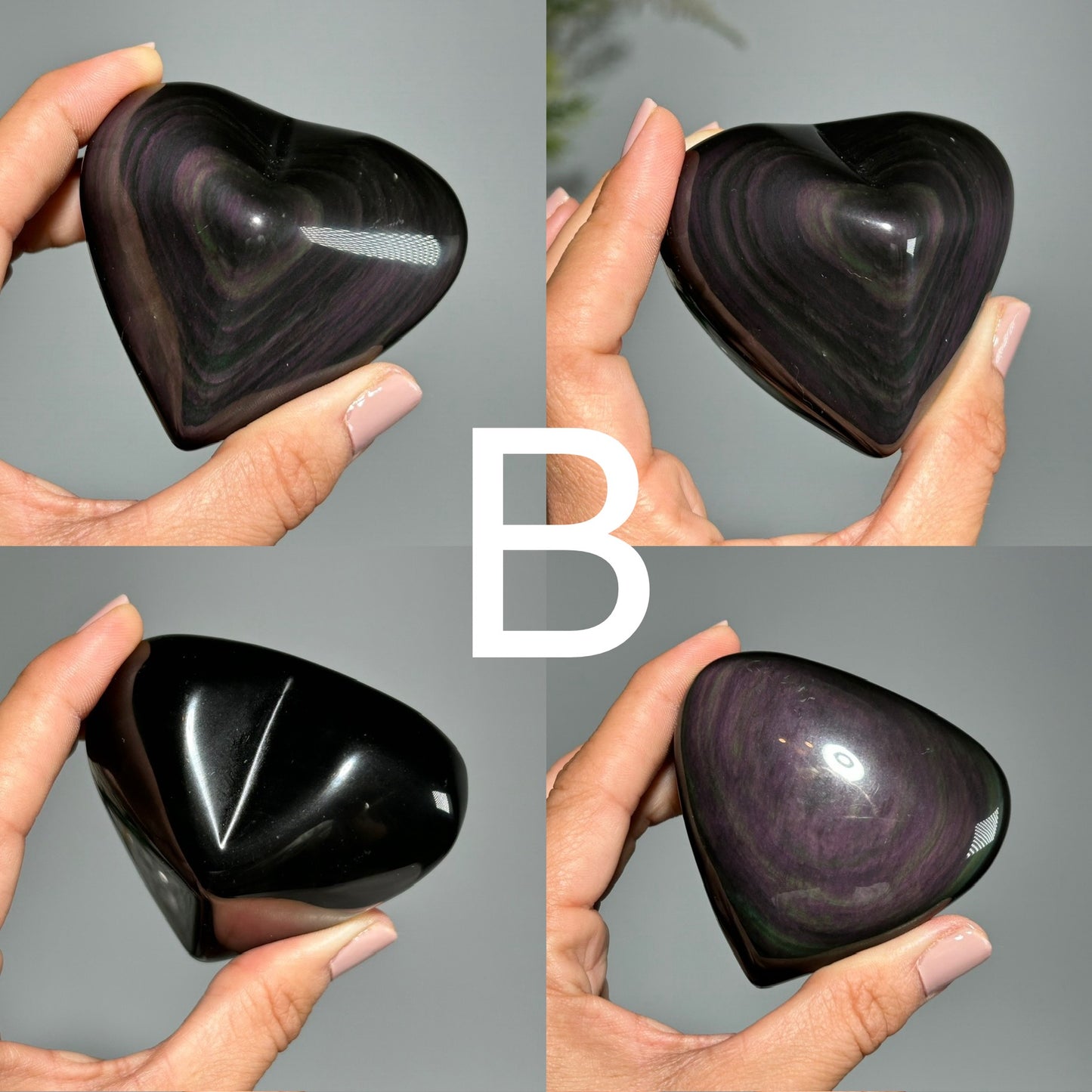 Rainbow Obsidian Heart