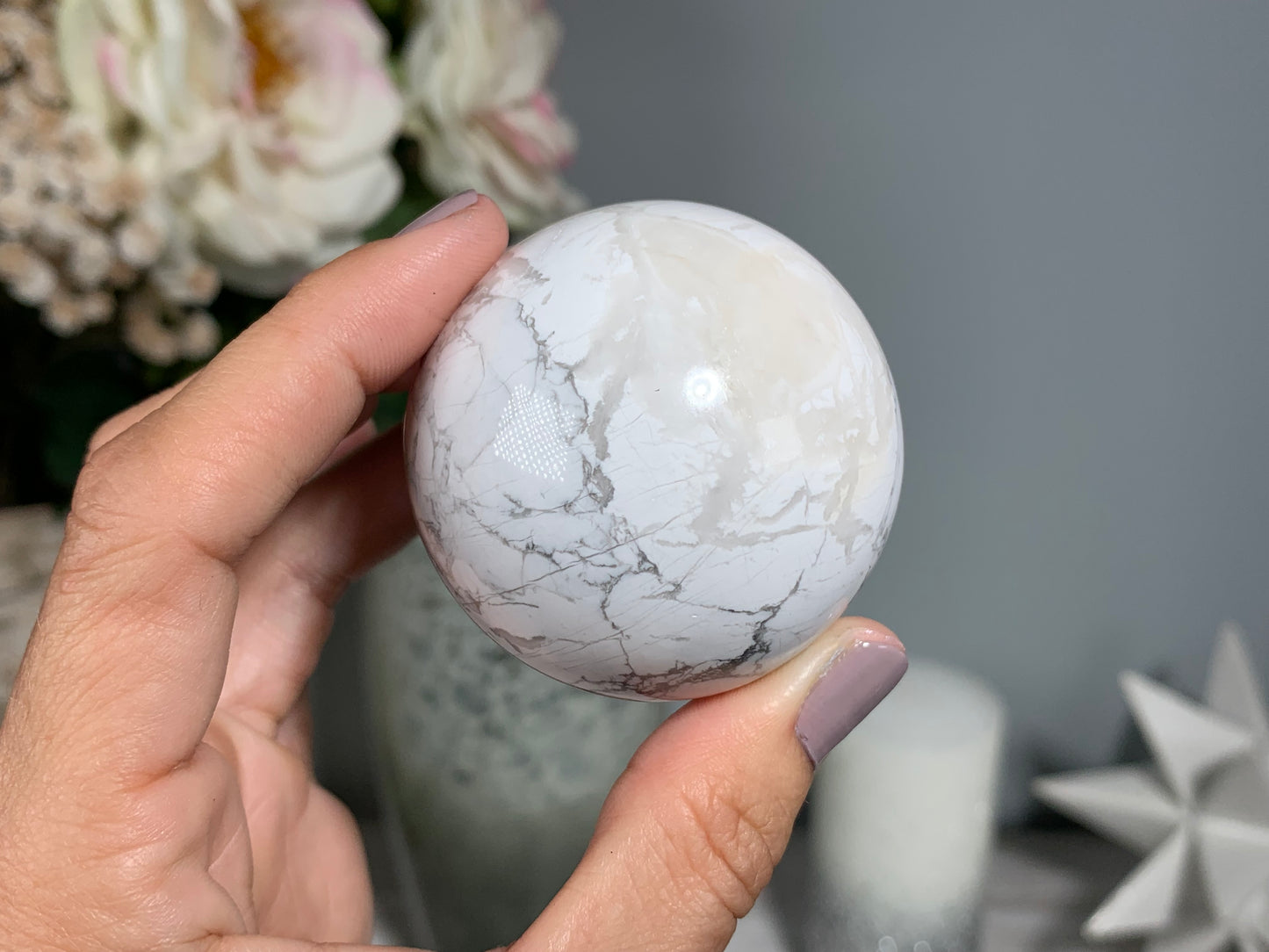 White Howlite Sphere (2" 50mm)