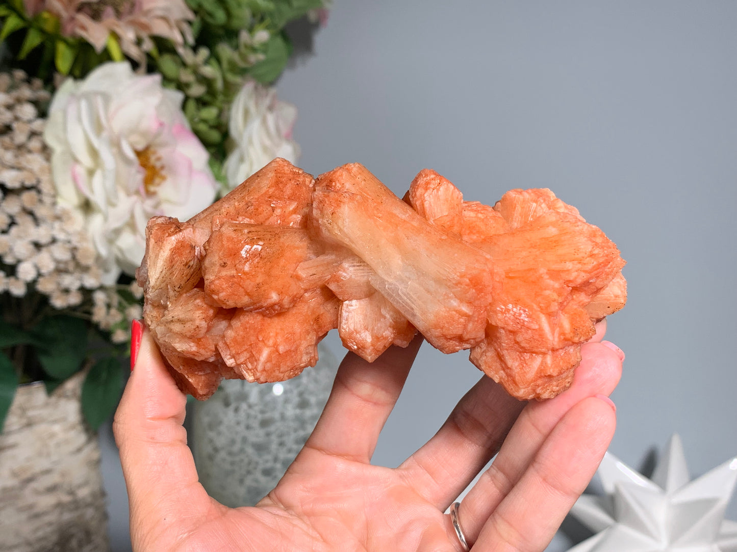 Red Stilbite Cluster (5", 128mm)