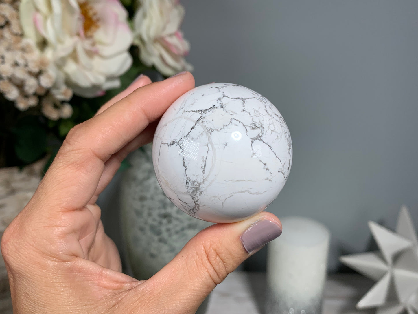 White Howlite Sphere (2" 50mm)