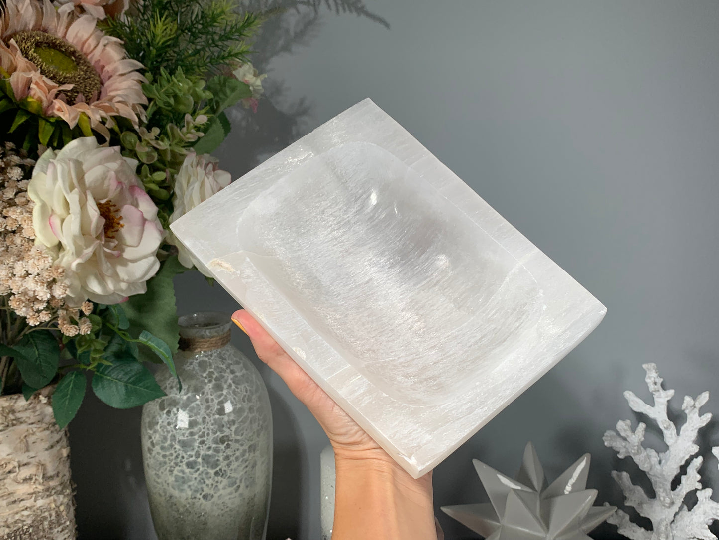 Misfits Rectangle Selenite Bowl (8")