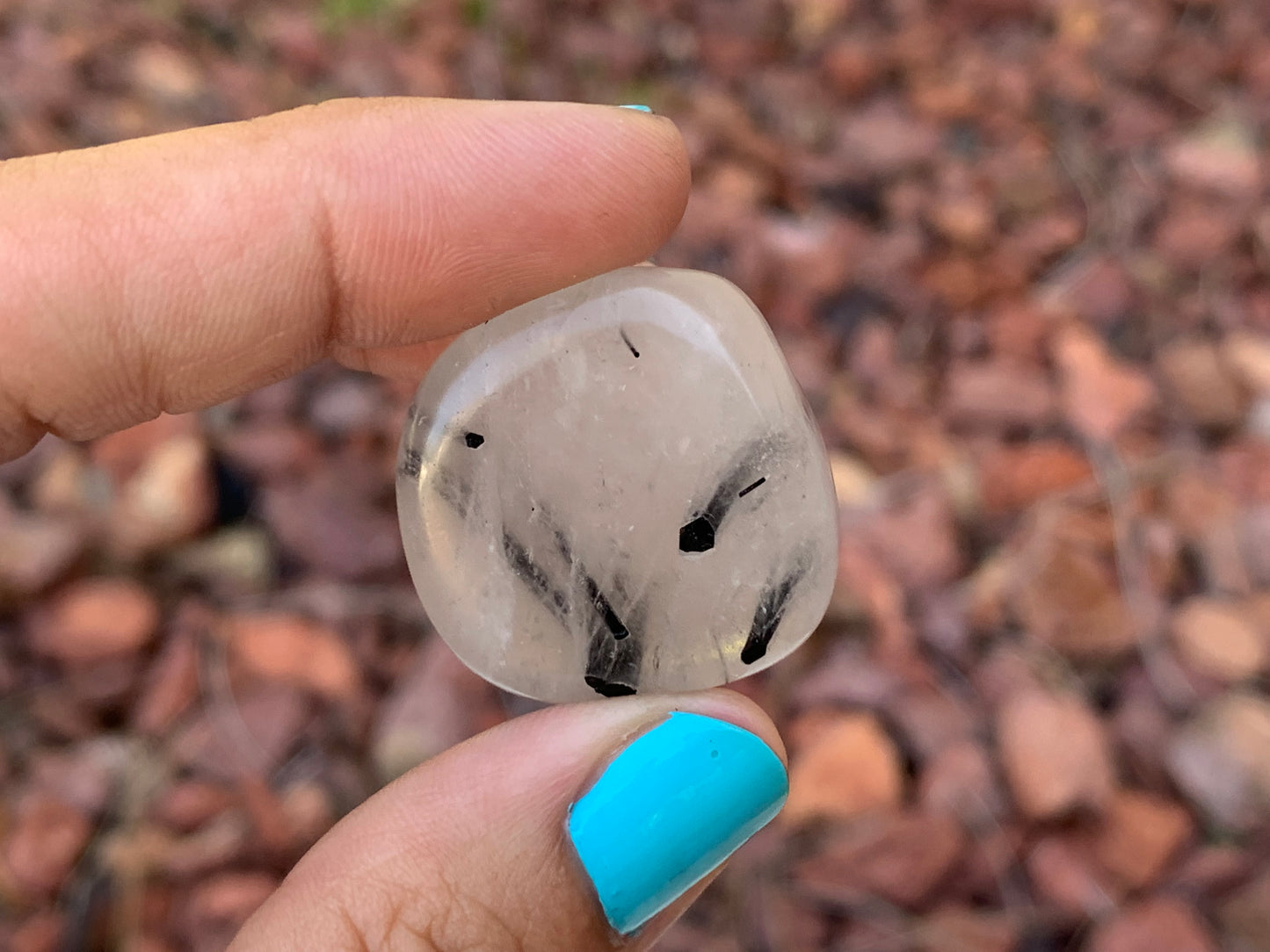 Tumbled Tourmaline Rutile in Quartz Large