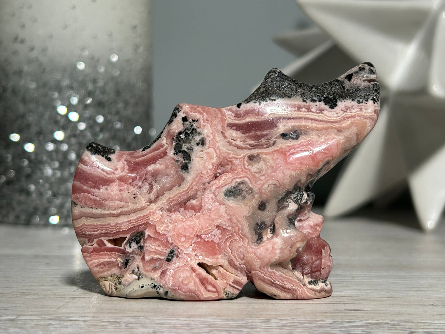 Rhodochrosite Skull (2.8", 72mm)