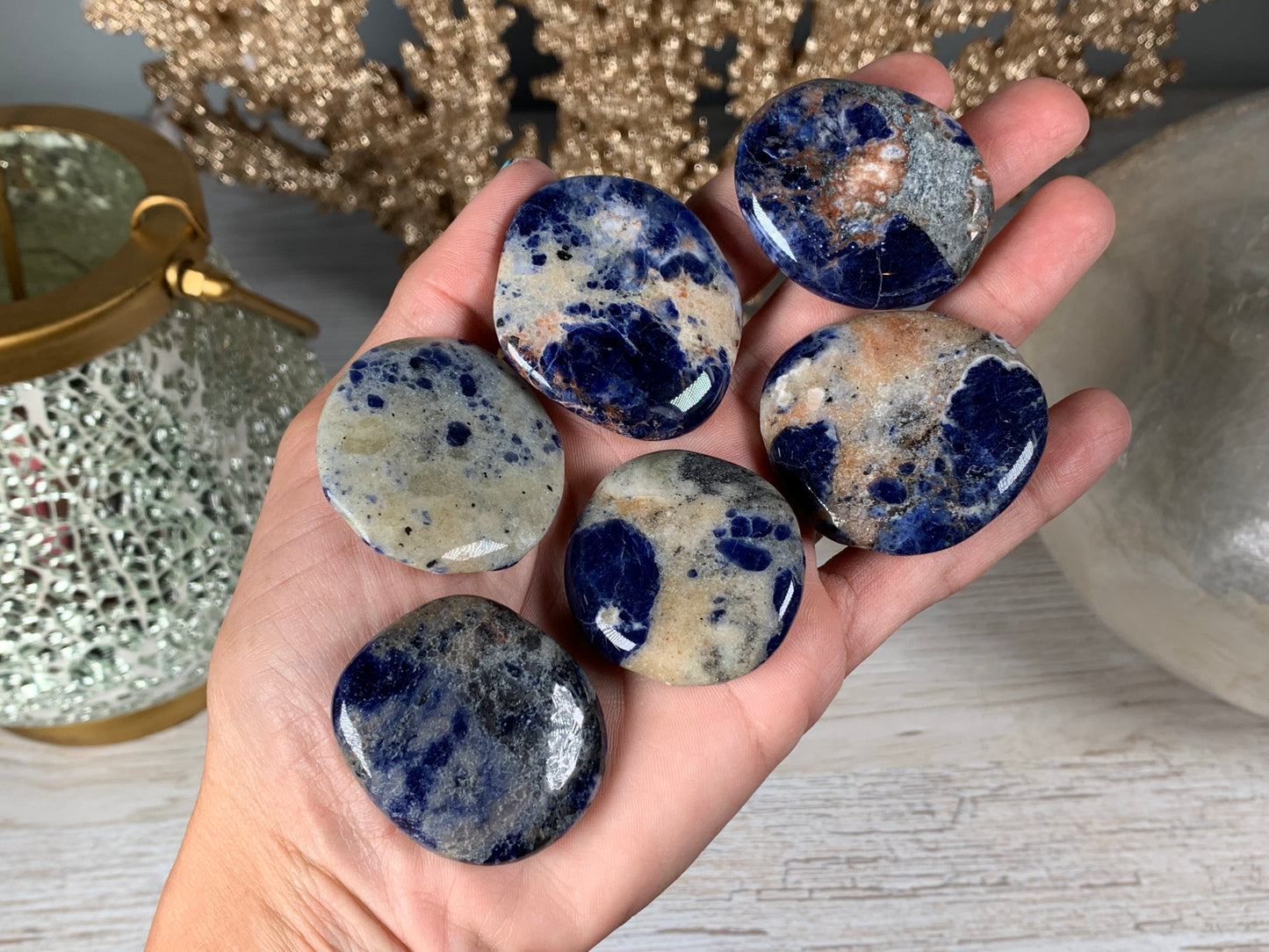 Flat Sodalite Palm Stone