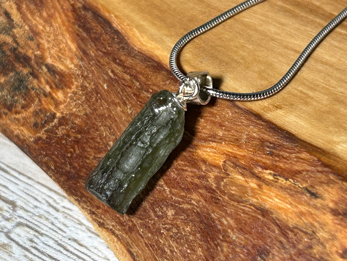 Moldavite Sterling Silver Pendant (16mm long)
