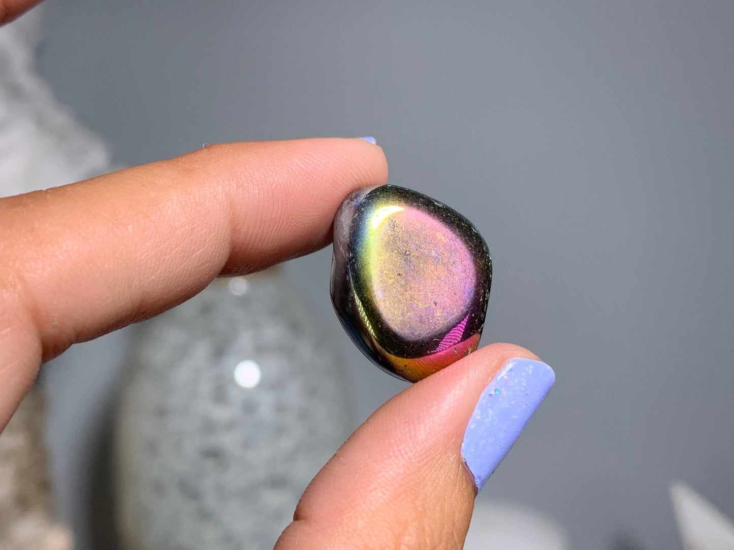 Tumbled Dark Titanium Aura Quartz