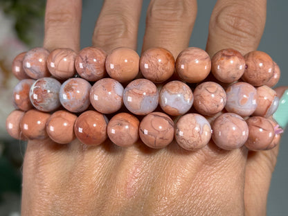 10mm Pink Agate Bracelet