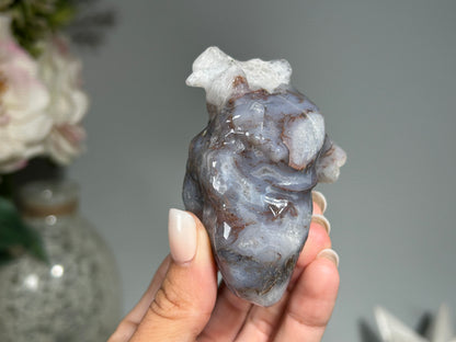 Moss Agate Anatomical Heart (3.3", 82mm)