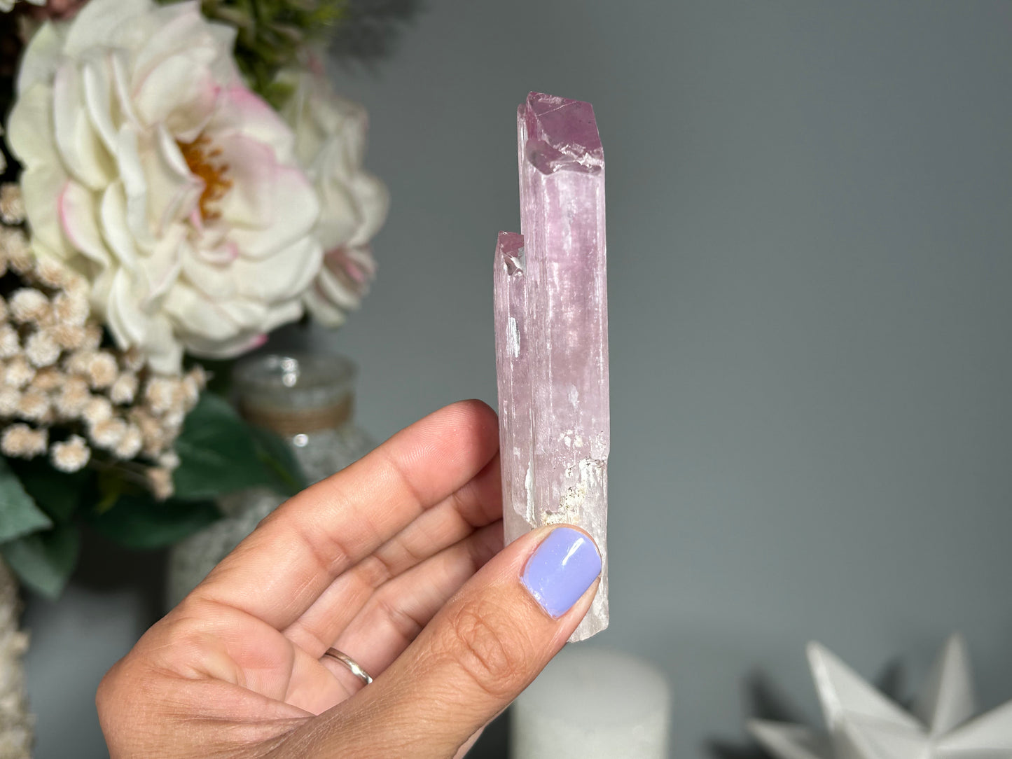 Natural Purple Kunzite Point (4", 10cm)