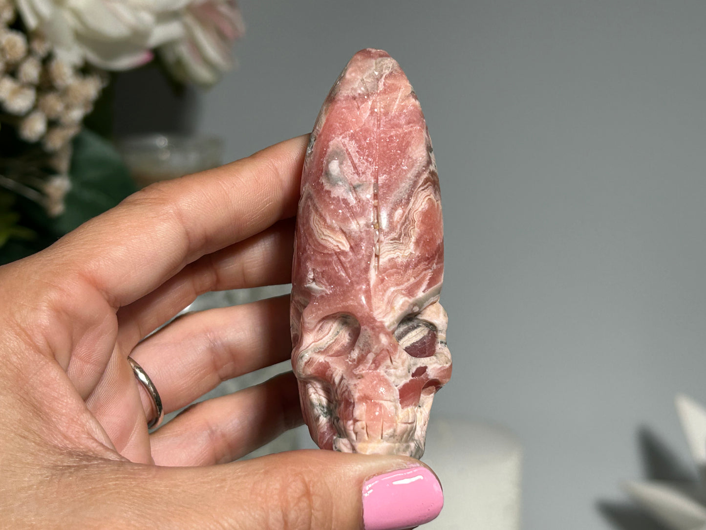 Rhodochrosite Skull (3", 75mm)