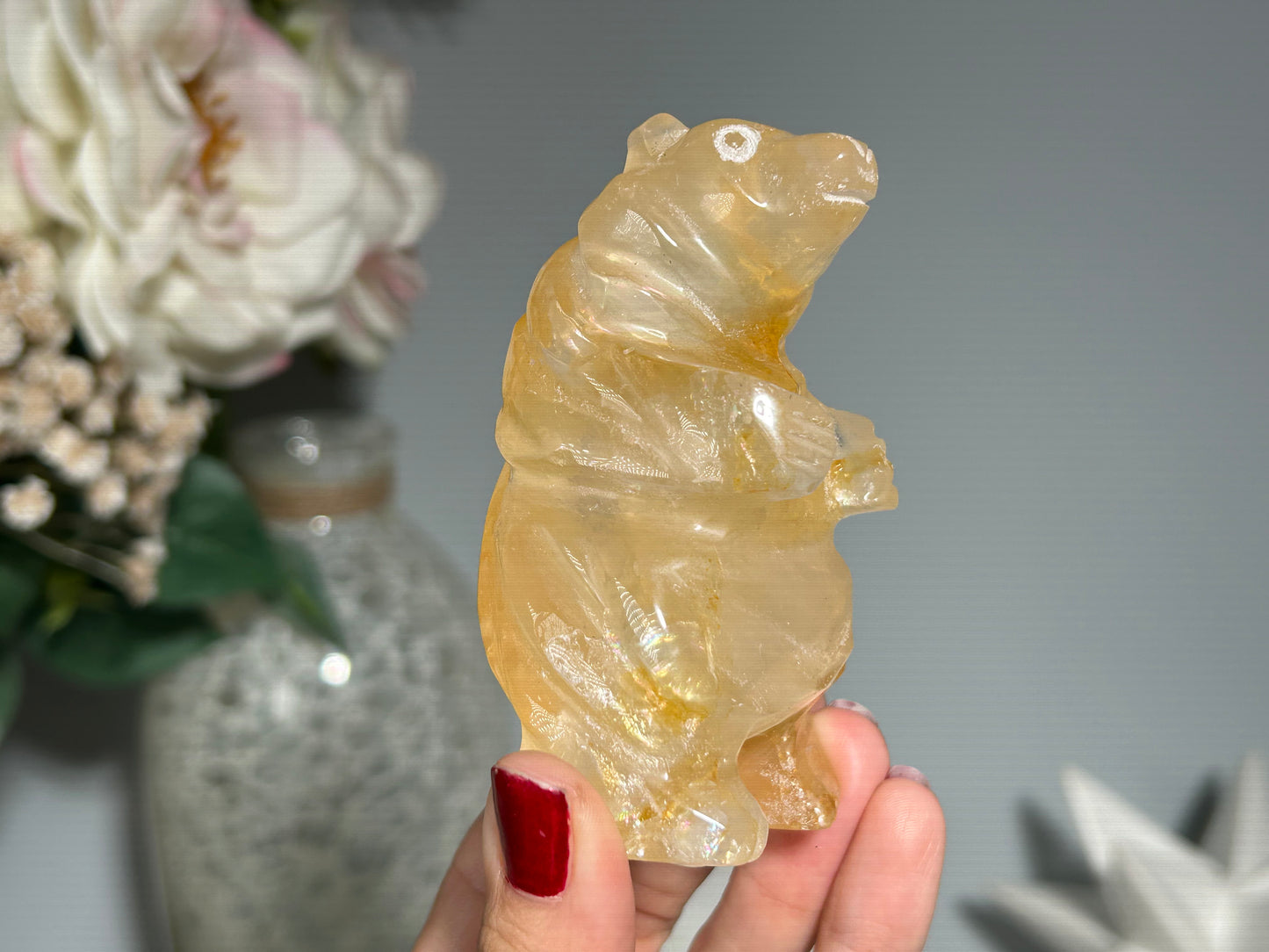 Yellow Hematoid Quartz Bear (3.5", 89mm)