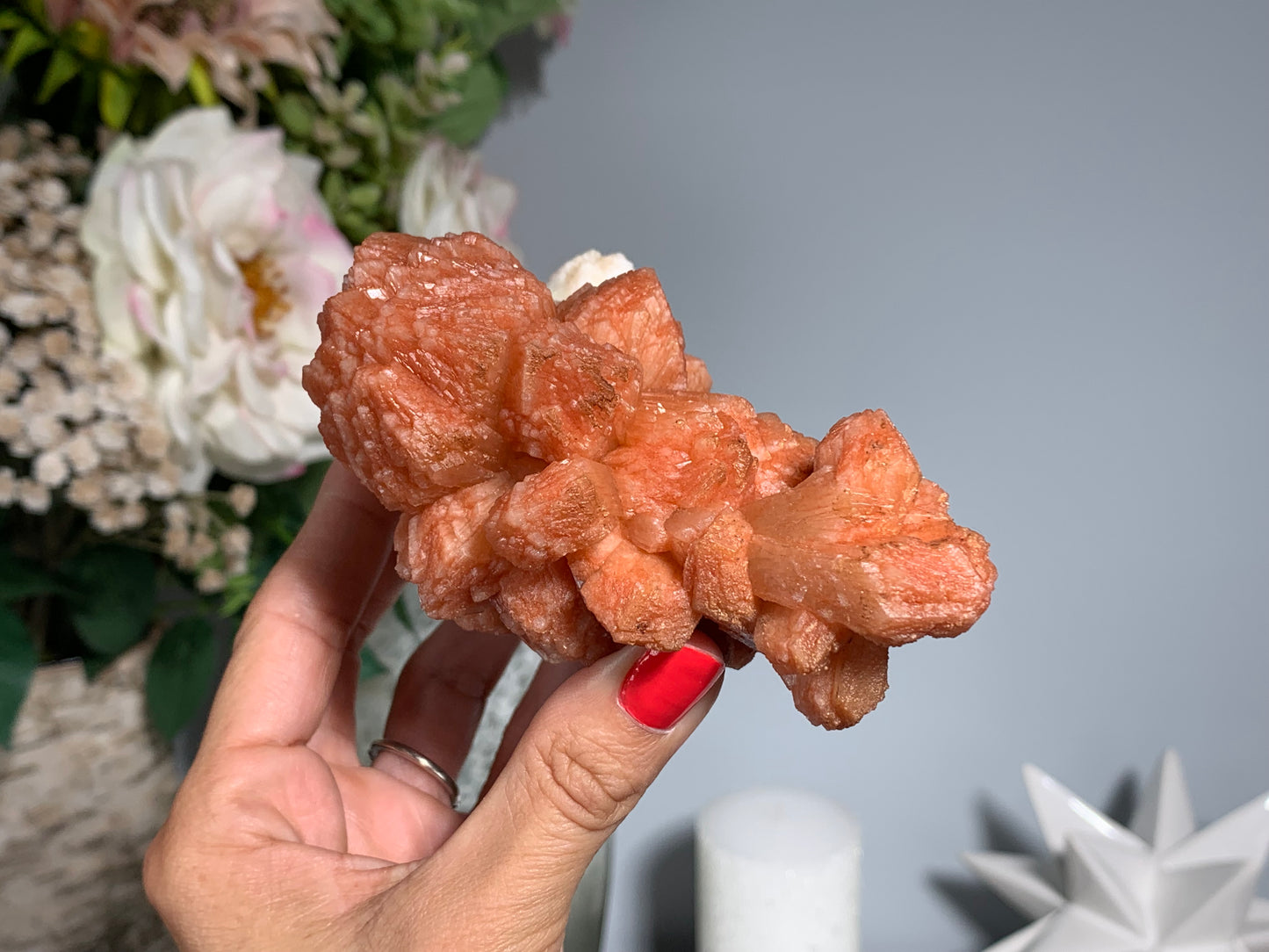 Red Stilbite Cluster (4.7", 120mm)