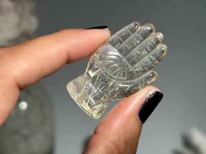 Rutilated Quartz Evil Eye Hand (1.6”, 41mm)