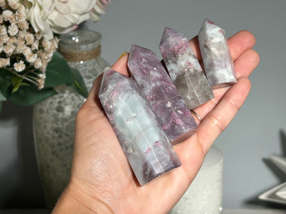Pink Tourmaline with Lepidolite Tower