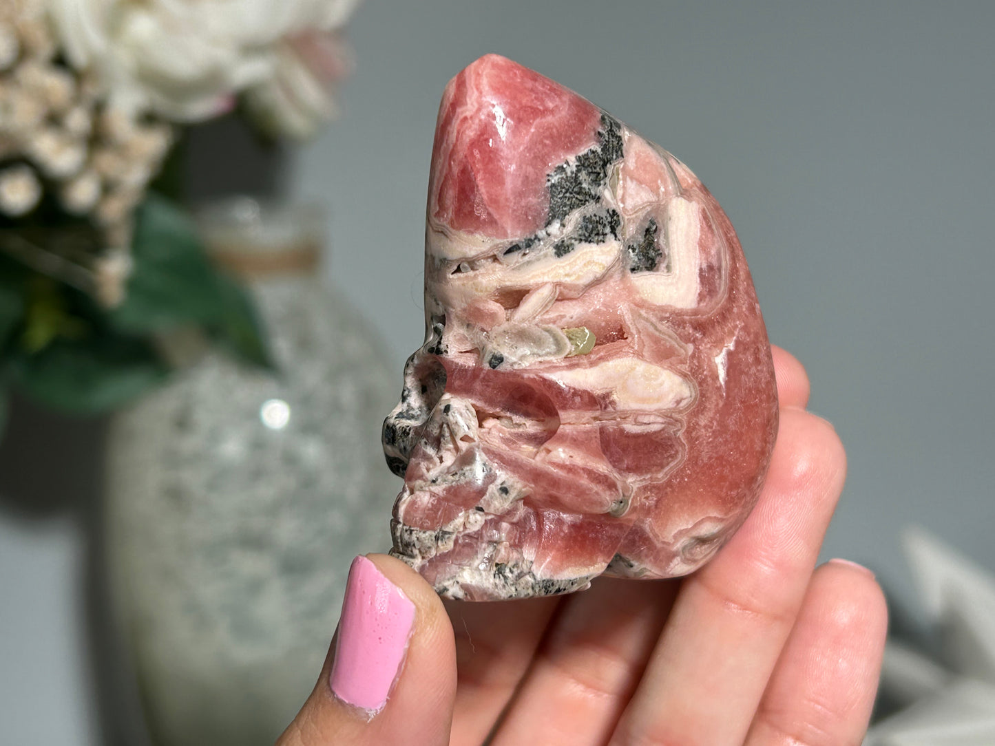 Rhodochrosite Skull (2.25", 58mm)