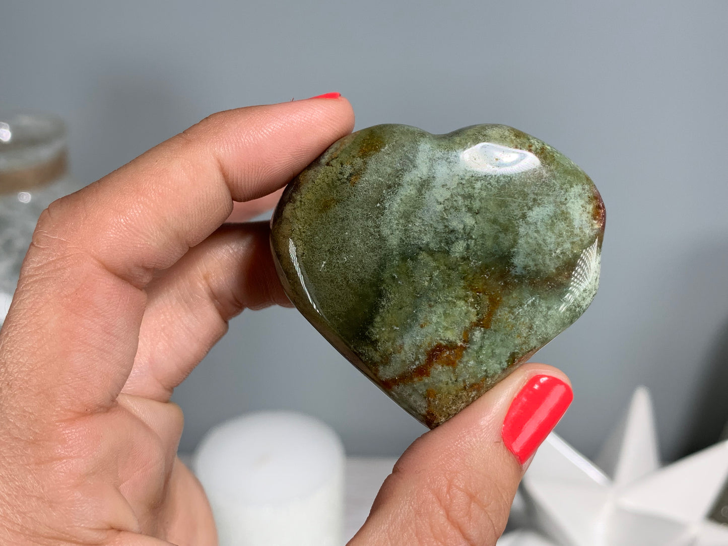 Moss Agate Heart Large