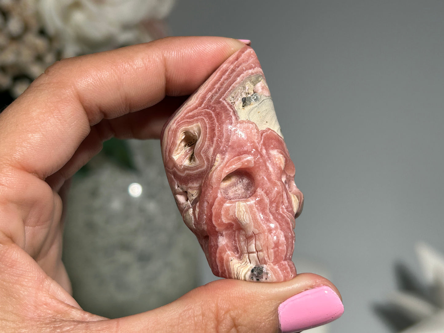 Rhodochrosite Skull (2.2", 55mm)