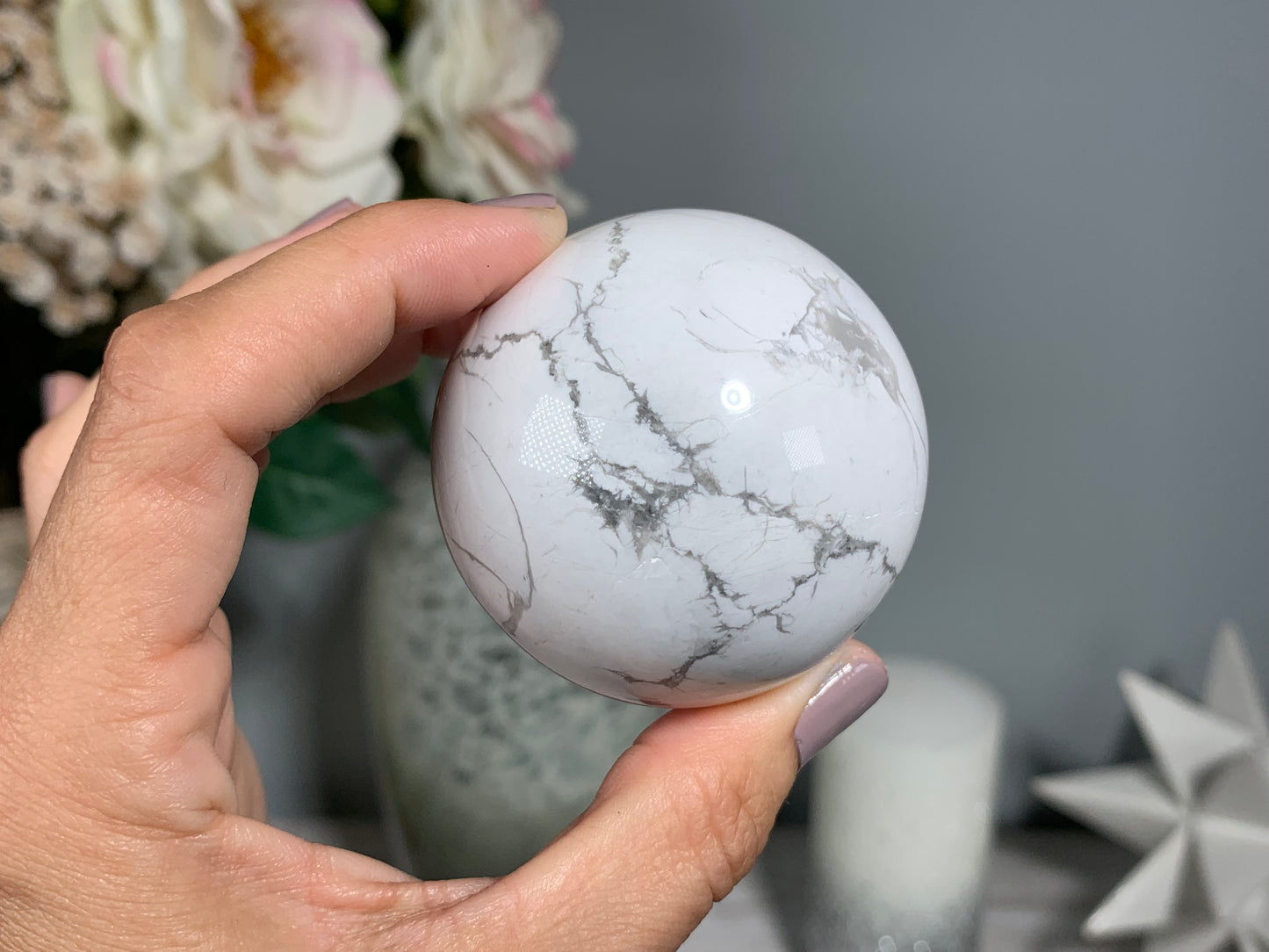 White Howlite Sphere (2" 50mm)