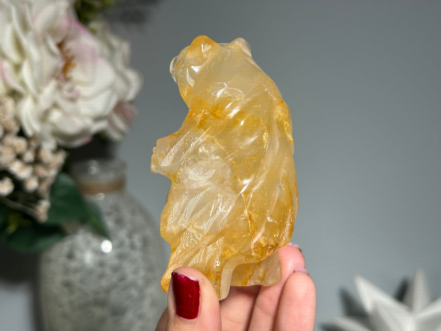 Yellow Hematoid Quartz Bear (3.5", 89mm)