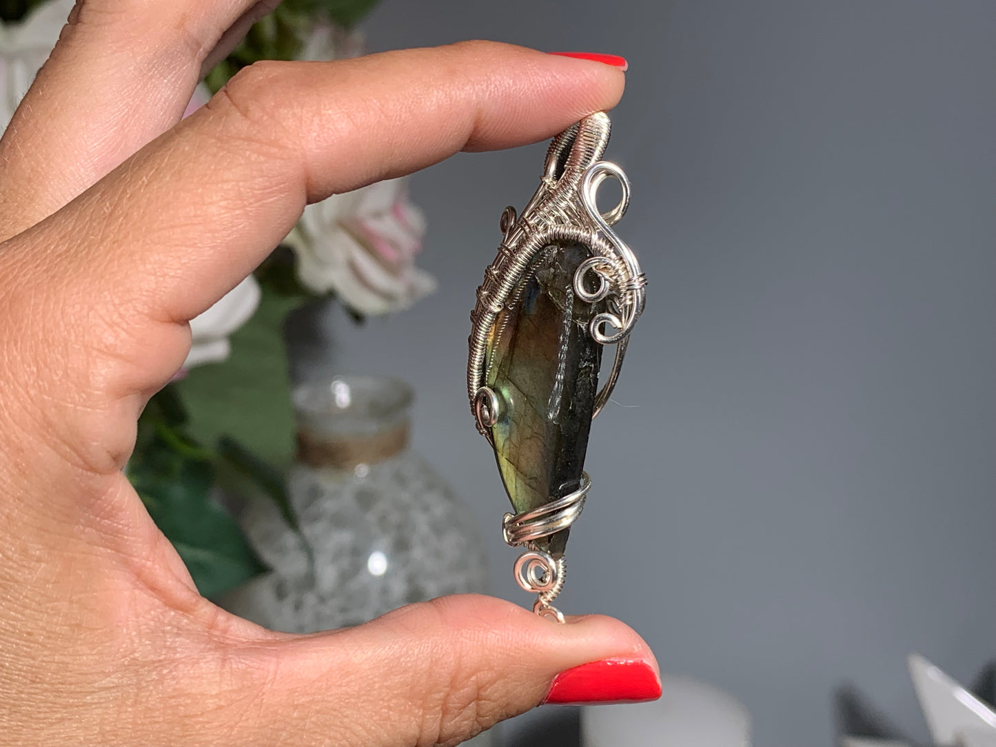 Wire Wrapped Labradorite Pendant (2.5" 65mm)