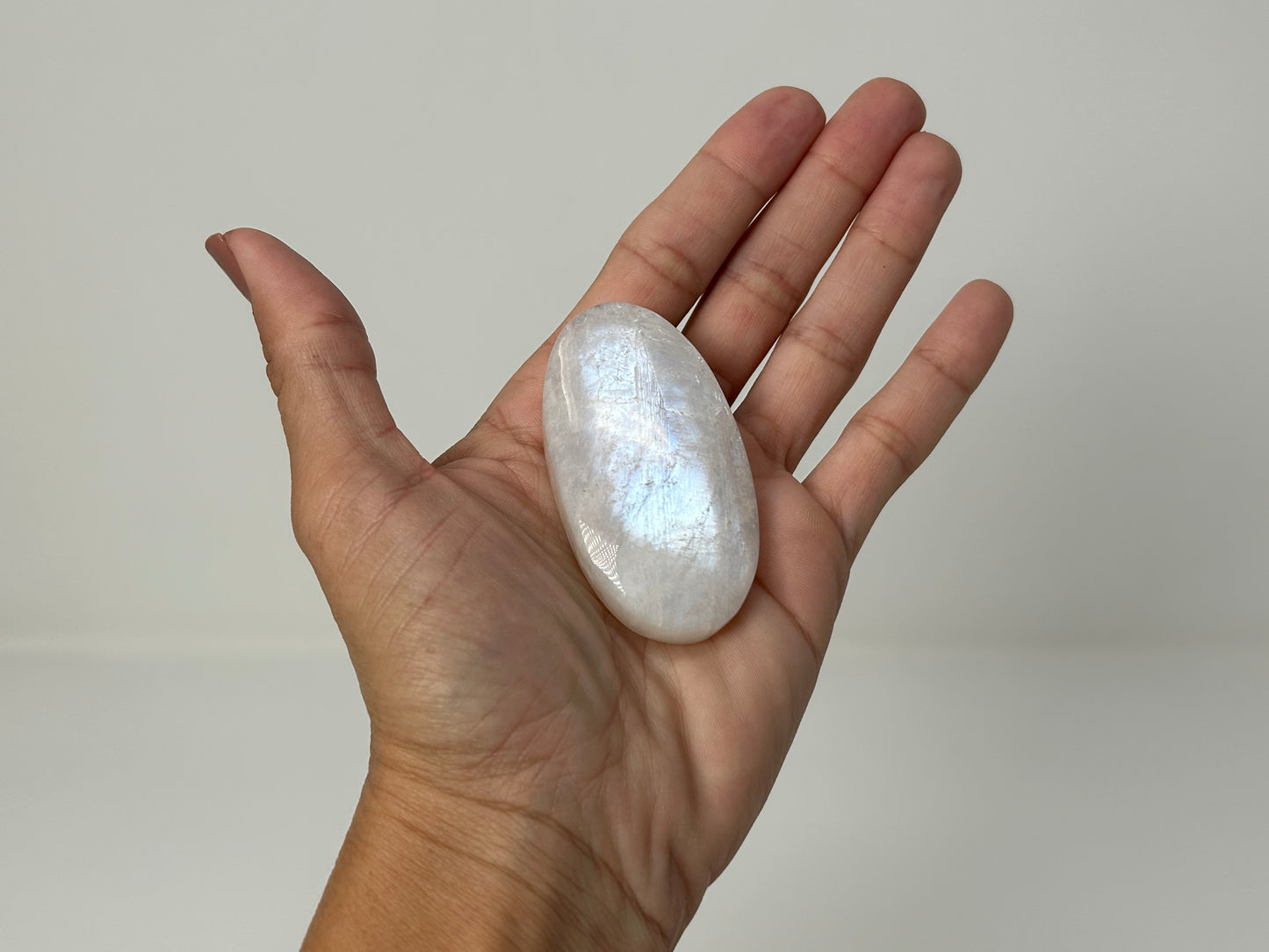 Rainbow Moonstone Palm Stone (2.4", 62mm)