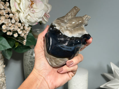 Volcano Agate Anatomical Heart (4.9", 125mm)