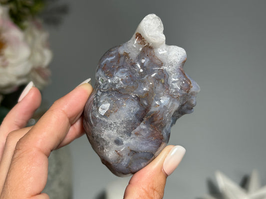 Moss Agate Anatomical Heart (3.3", 82mm)