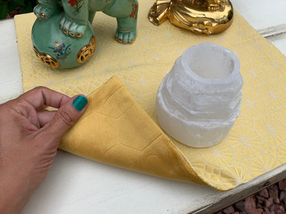 Premium Yellow Altar Cloth, Two Sided, Sun Altar Cloth, Bumblebee, Honeycomb, Litha Altar Cloth, Summer Solstice Altar Cloth