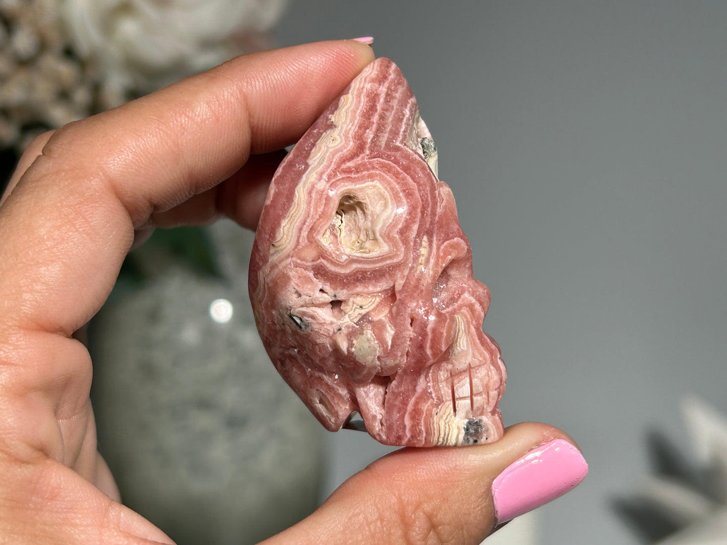 Rhodochrosite Skull (2.2", 55mm)