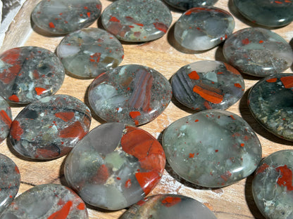 African Bloodstone Flat Palm Stone