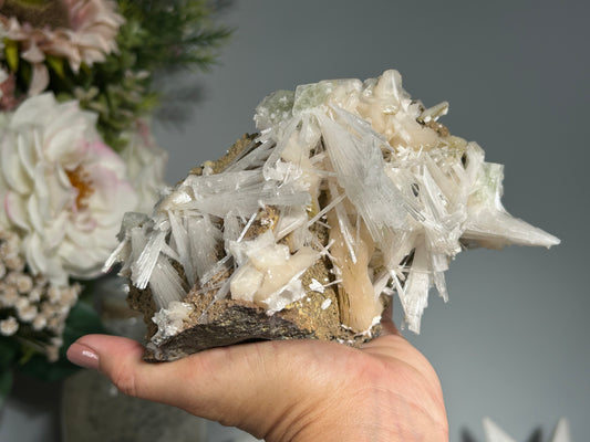 Natural Scolecite with Stilbite Cluster (6.75", 172mm)