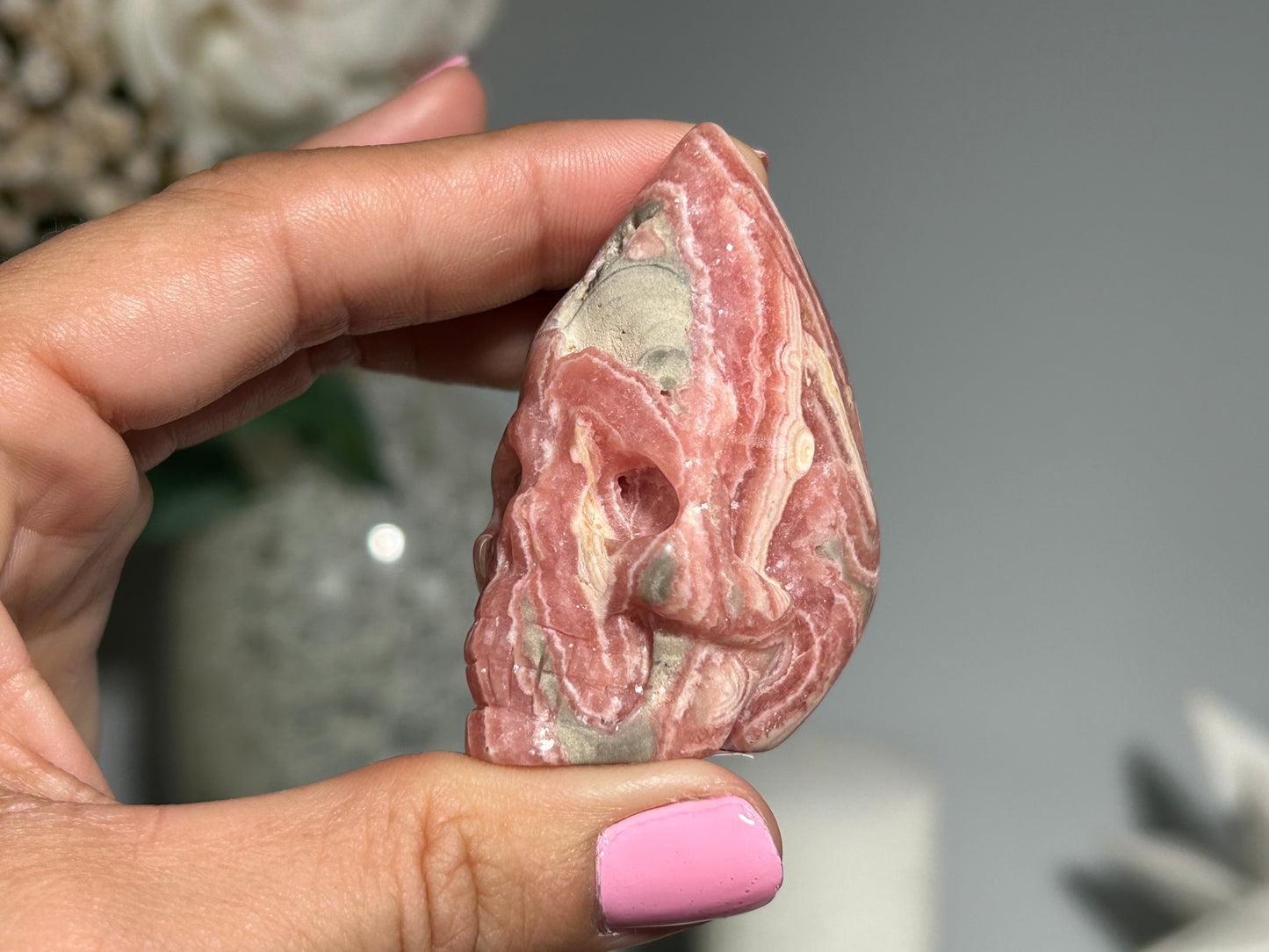 Rhodochrosite Skull (2.2", 55mm)